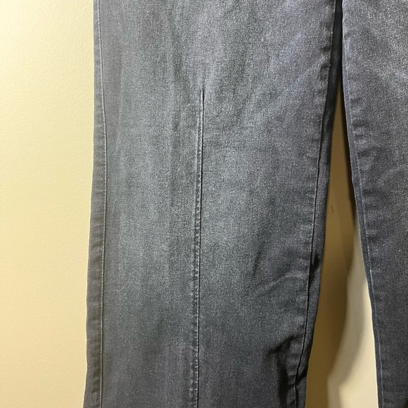 Black Wide Leg Pull On Casual Denim Jeans Size Medium High Rise Stretch Baggy - Picture 7 of 8